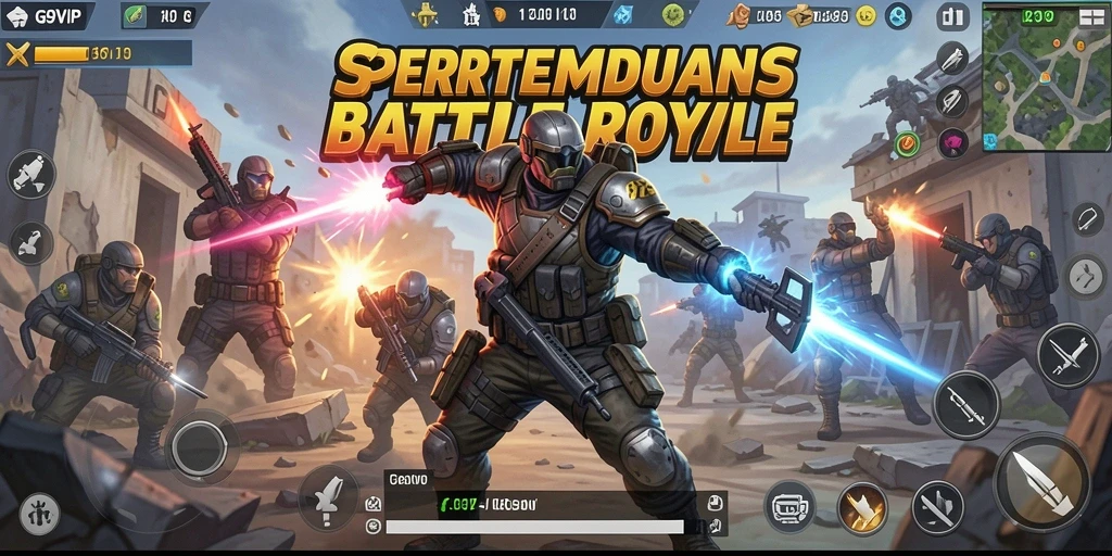 Tampilan gameplay seru di G9VIP dengan aksi Battle Royale.