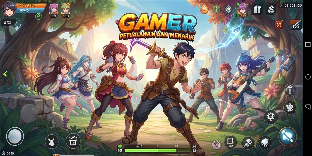 Tampilan gameplay GAMERP yang penuh warna dan dinamis.