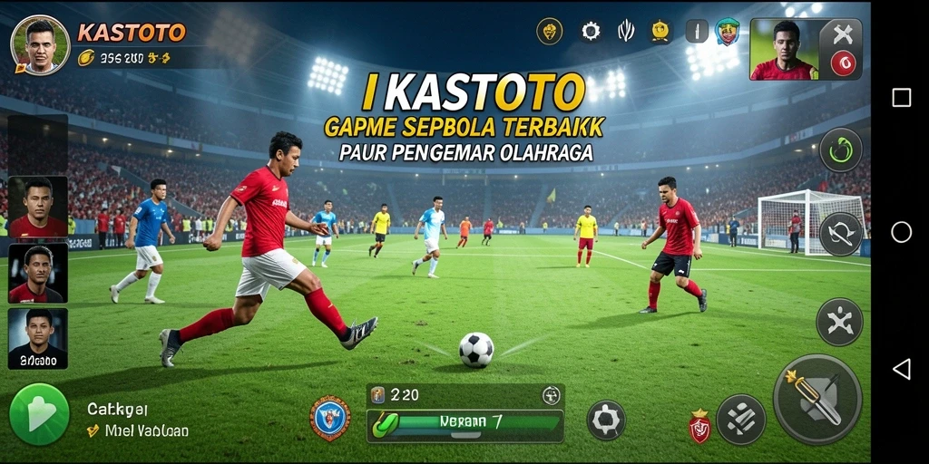 Screenshot KASTOTO menampilkan aksi mendebarkan di lapangan sepak bola.