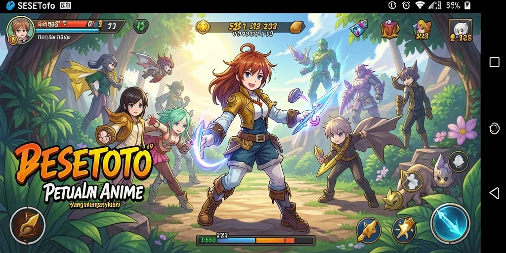 Tampilan gameplay SESETOTO yang menarik dalam suasana Anime.